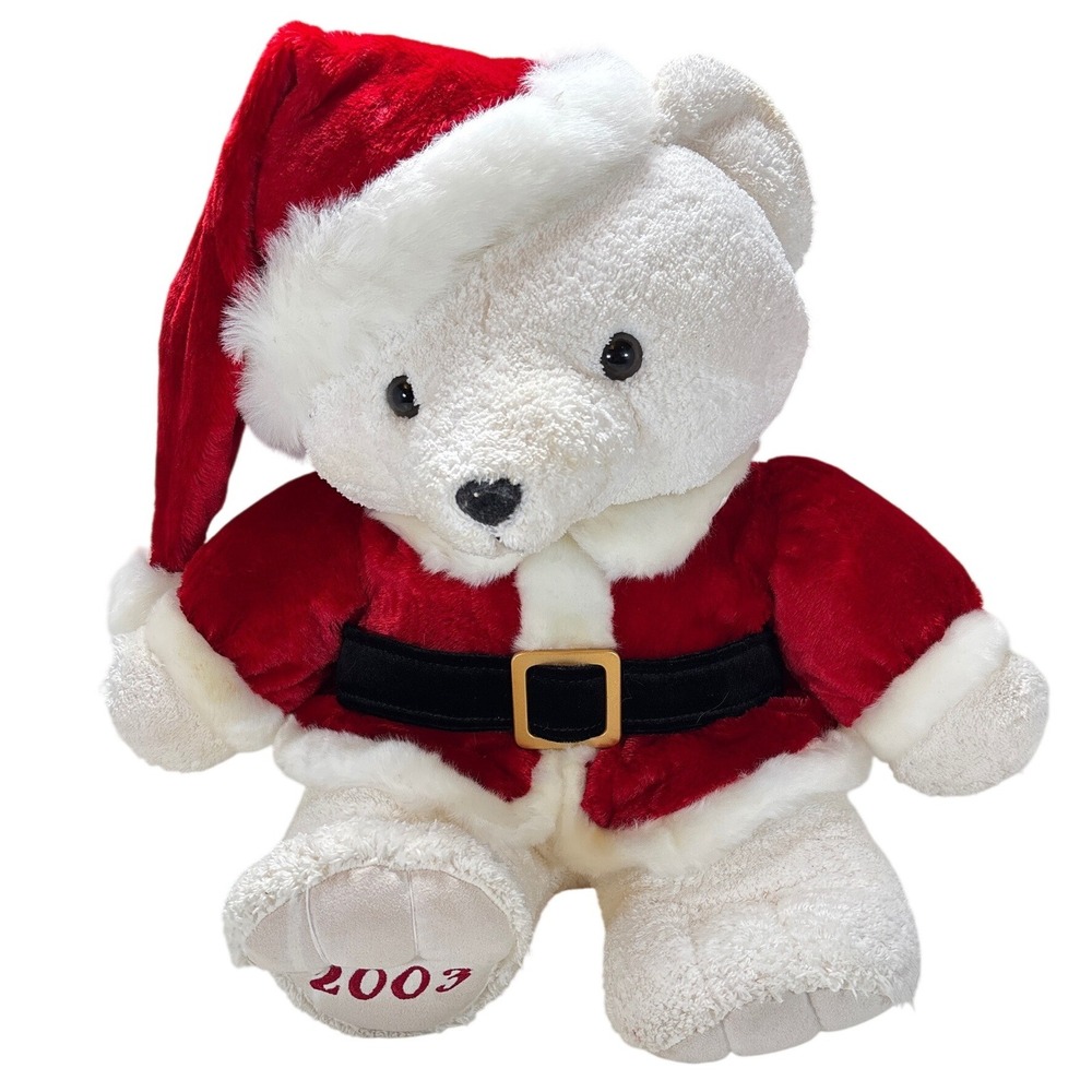 Dan Dee 2003 Snowflake Teddy Bear Santa Claus Plush White Red Holiday VTG 18in